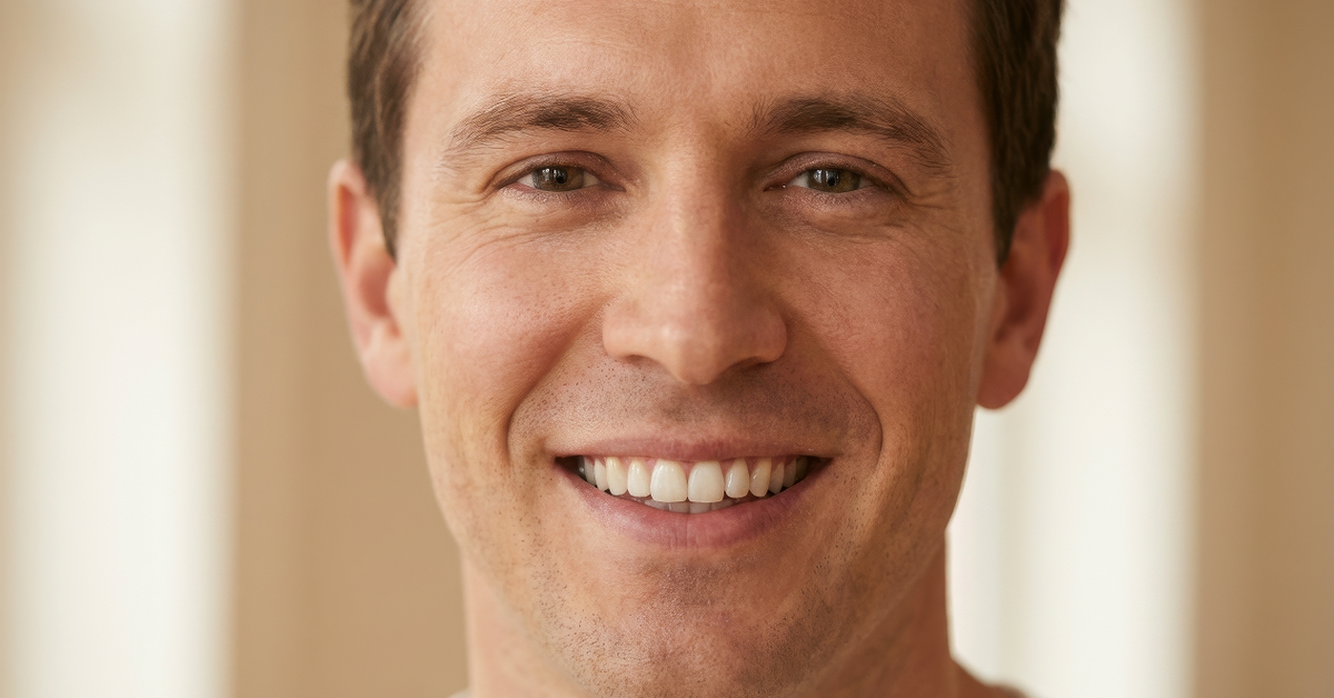 Gesundes, gepflegtes Lächeln nach Dentalhygiene